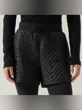 Athleta New w/ 🏷️ Tags Quilted Black Athletic Shorts with Zipper Pockets, Sz 14